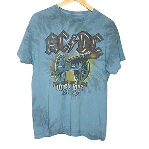 AC/DC Tie Dye For Those About to Rock World Tour Concert Band Tee M/L